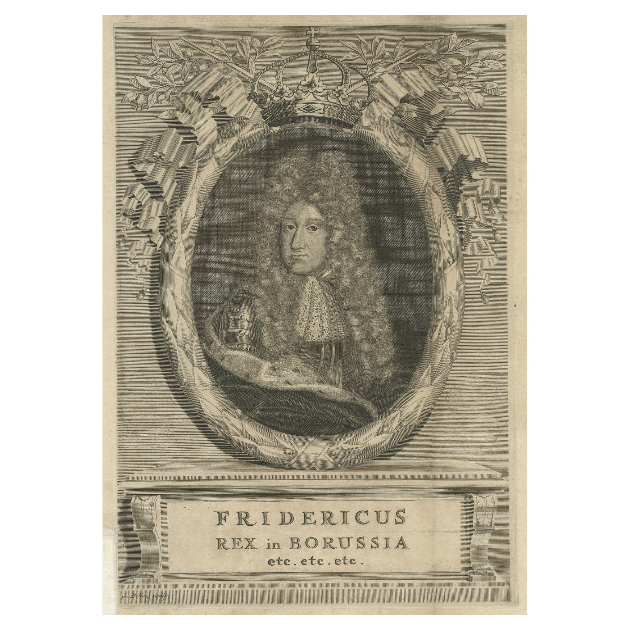Antique Portrait of Federicus or Friedrich I, King of Prussia, c.1780 For Sale