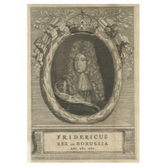 Portrait ancien de Federicus ou Friedrich Ier, roi de Prusse, vers 1780