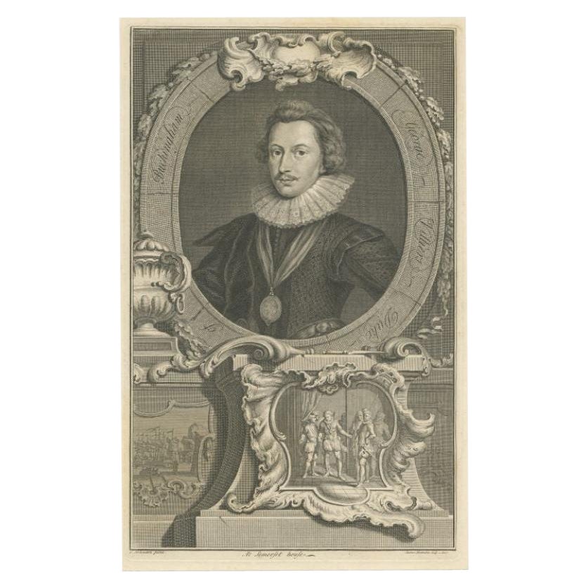 Antique Portrait of George Villiers, 1st Duke of Buckingham, 1743
