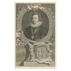 Retrato antiguo de George Villiers, 1er duque de Buckingham, 1743