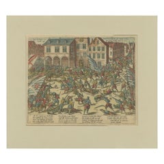 Antique Print of the Battle with Troops of William of Orange in Amsterdam