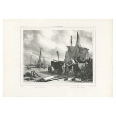 Antique Print of the Beach by Soetens & Fils, c.1840