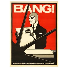 Original Vintage Poster Bang Comic Art Studies Pop Art Superhero Comic Book Mask