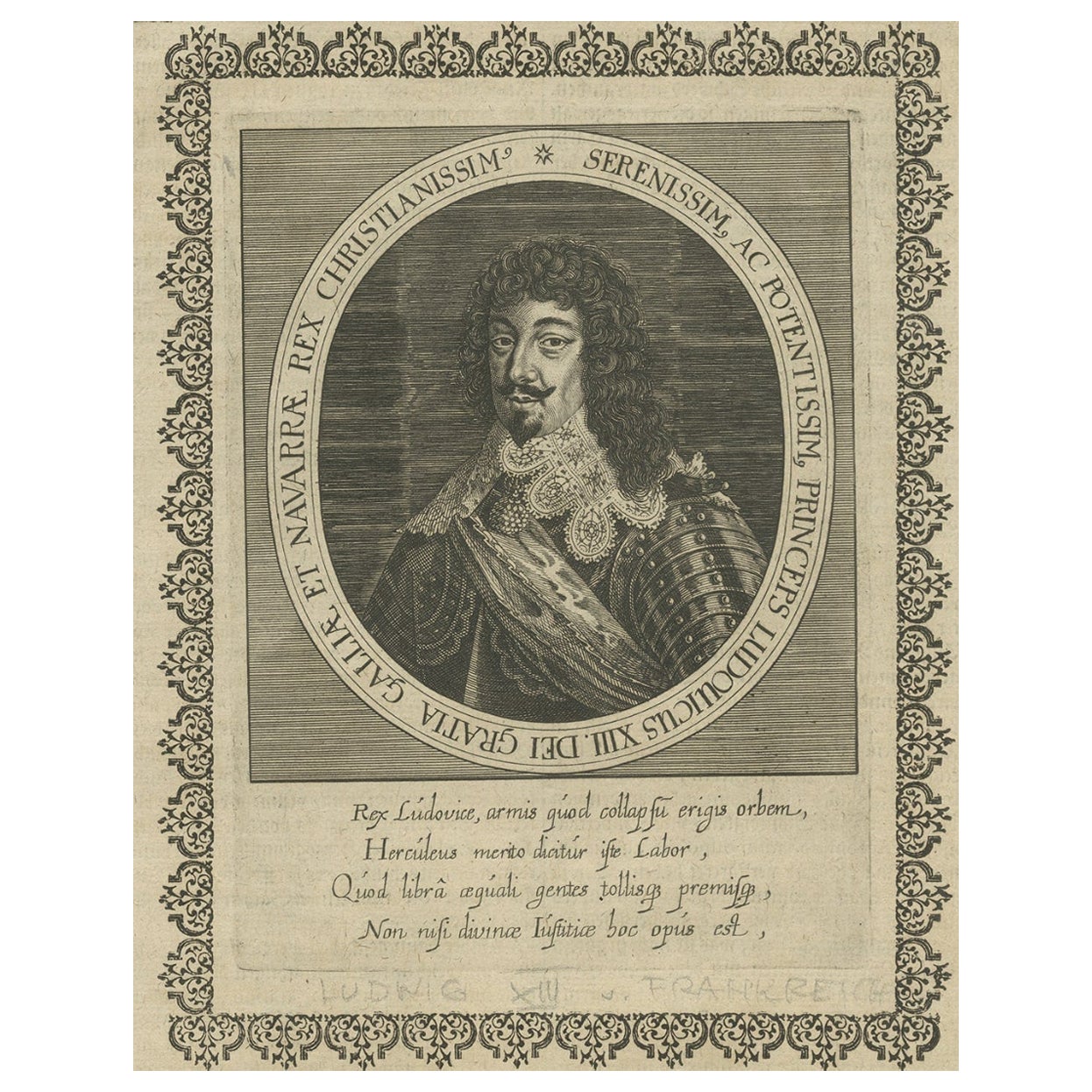 Antique Portrait of Louis XIII of France, circa 1660
