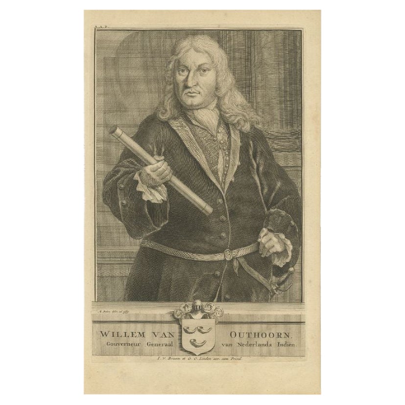 Antique Portrait of VOC Governor Willem van Outhoorn, 1726 For Sale