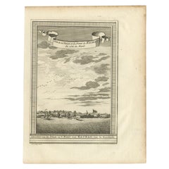 Antique Print of the City and Fortress of Kachao in Guinea Bissau, Africa, 1747