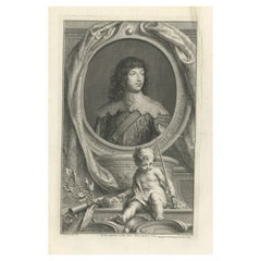 Antique Portrait of William Russell, an English Nobleman and Politician, Earl of Bedford