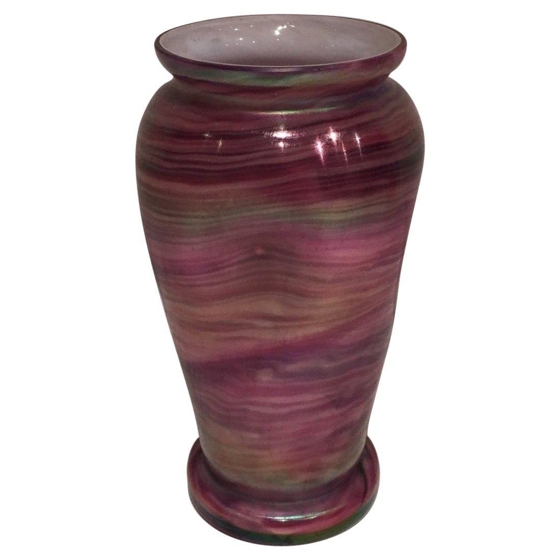 Multicolor Glass Vase, Austrian Work in the Style of Loetz, Circa 1970 For Sale