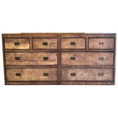 Leather Bound Sideboard Credenza Chest of Drawers Cabinet