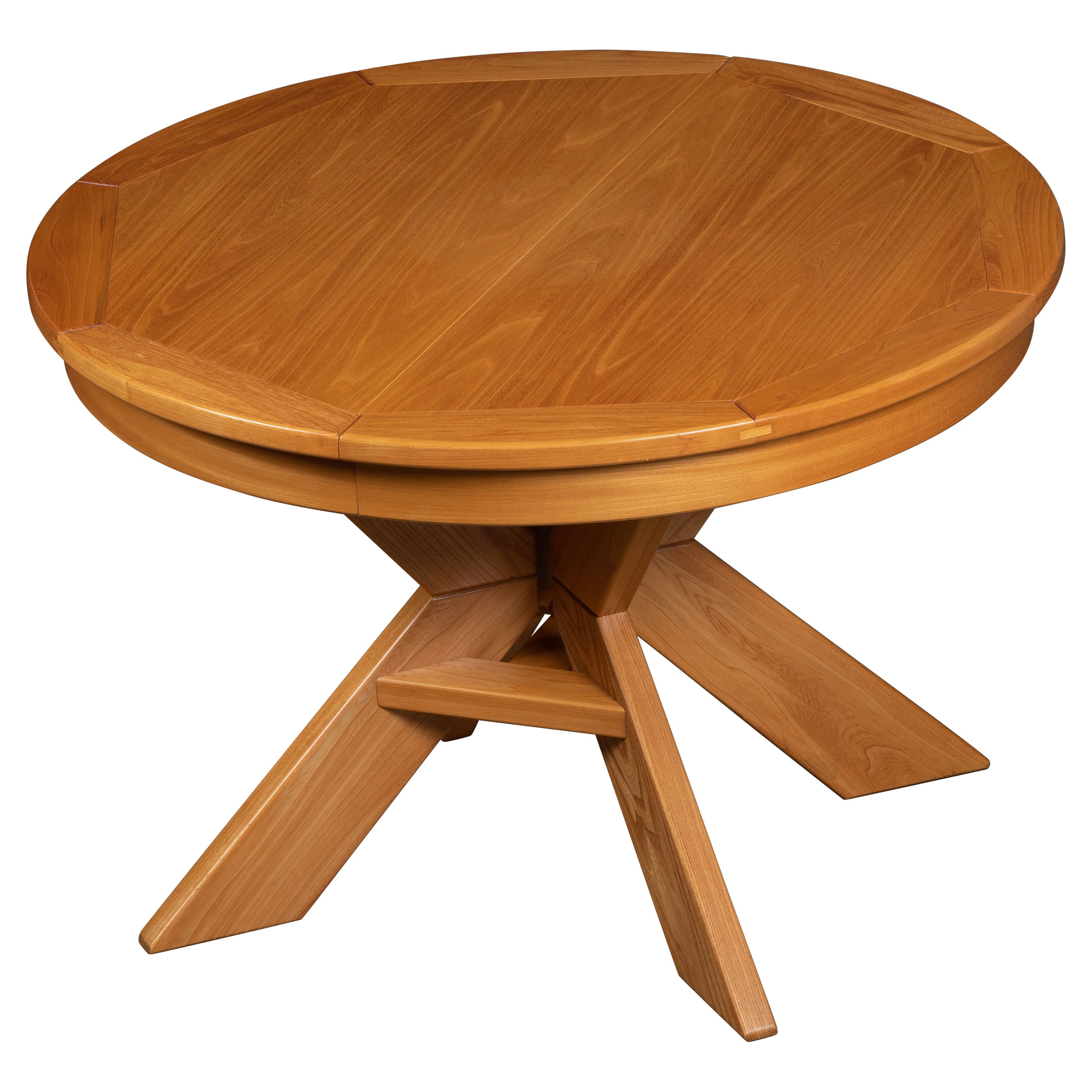 Solid Elm Dining table, France, 1970