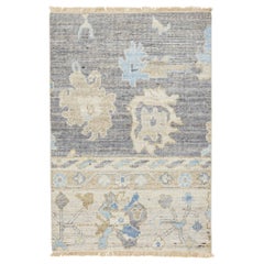 Apadana's Modern Oushak Style Handmade Custom Gray Wool Rug