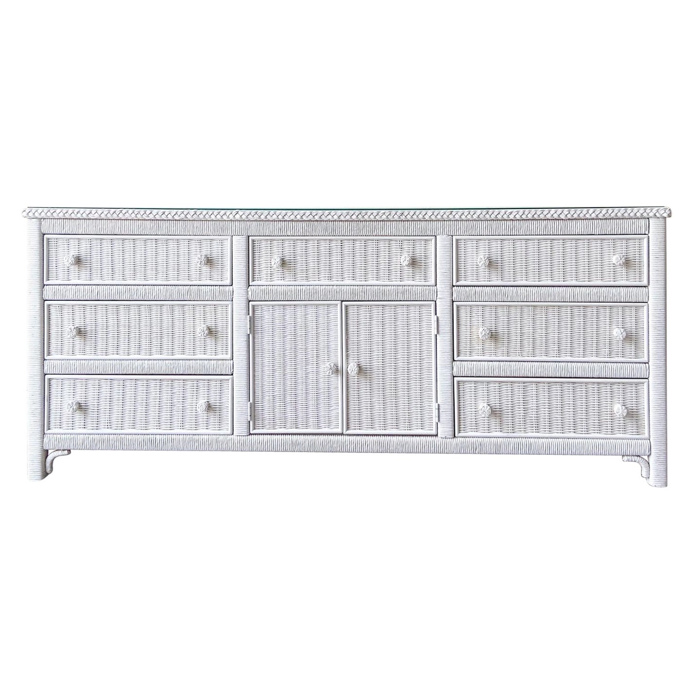 1980s Henry Link White Wicker and Rattan Dresser For Sale at 1stDibs ...