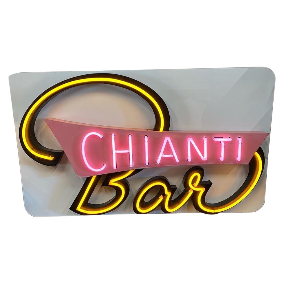 Vintage Neon Lettering, "Chianti Bar", Neon Sign, Bar Interior