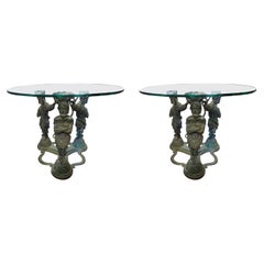 Pair of Vintage Bronze Grecian Inspired Tables