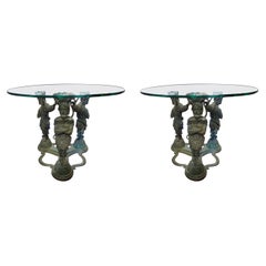 Paire de tables vintage d'inspiration grecque en bronze