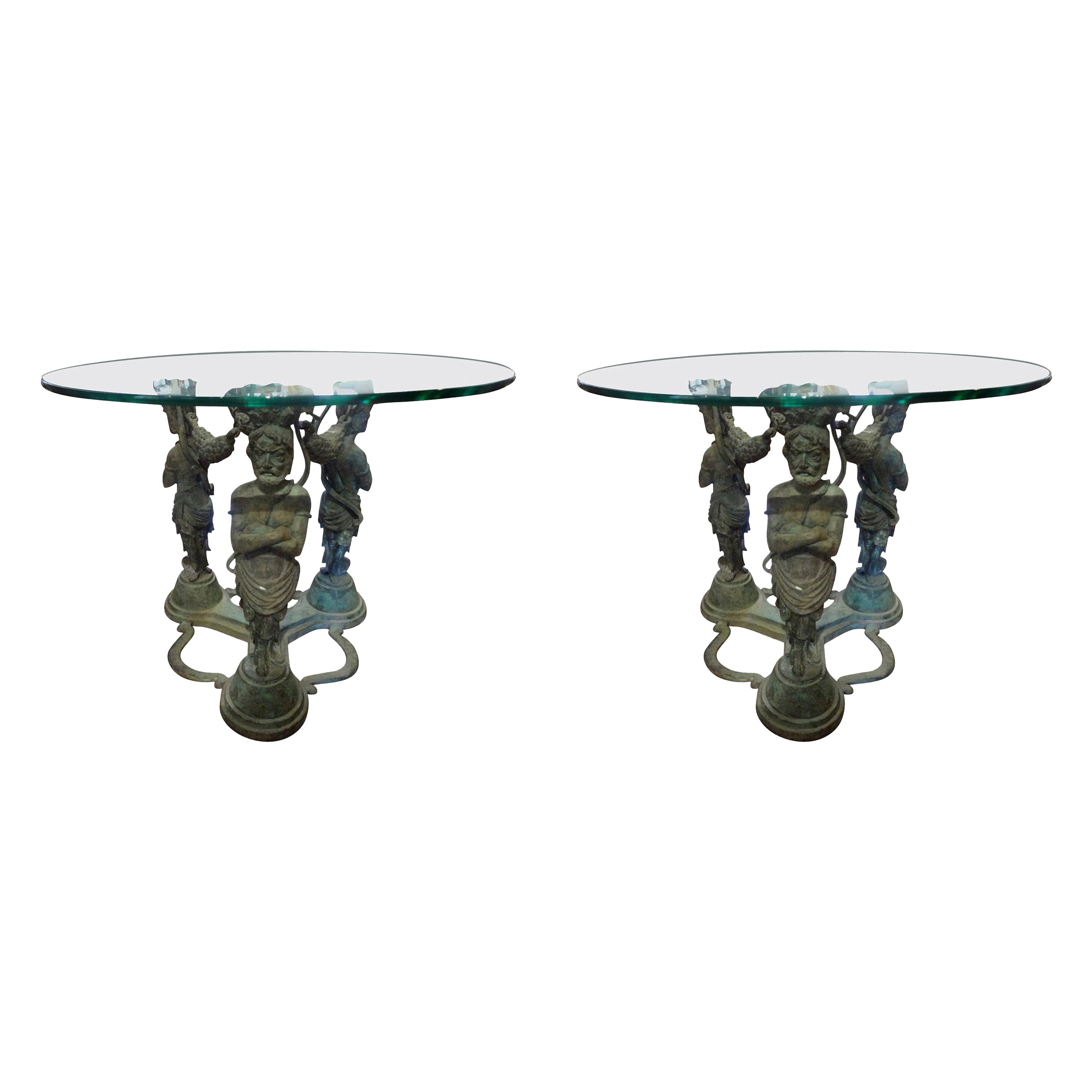 Pair of Vintage Bronze Grecian Inspired Tables