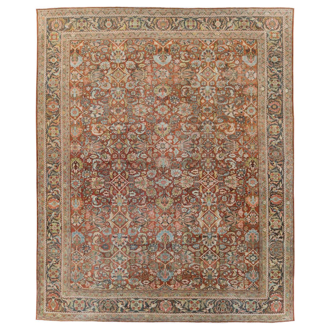 Mid-20th Century Handmade Persian Mahal Room Size Carpet