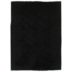 Tapis contemporain en mohair turc fait à la main, de taille normale, en noir