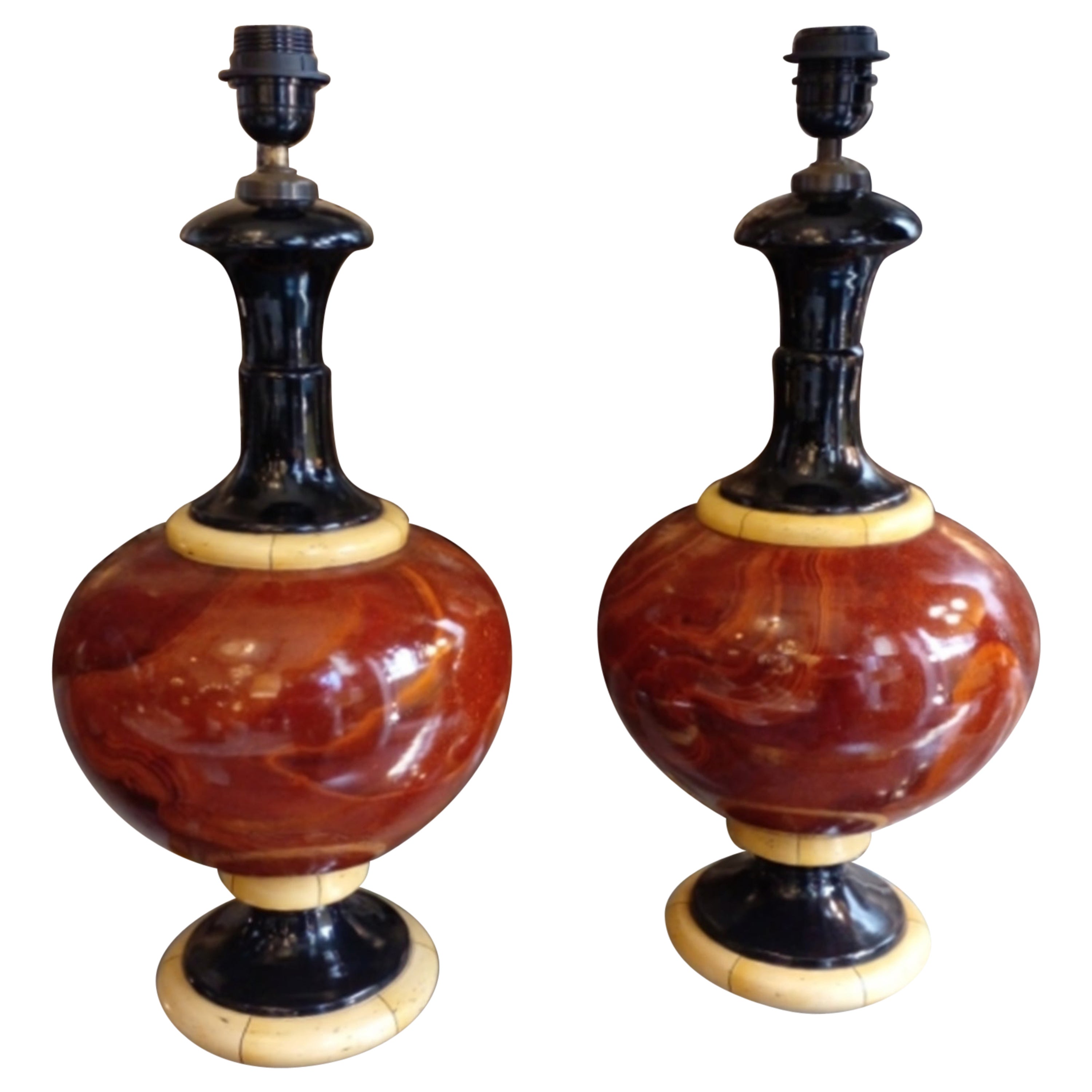 Pair of Lamps by Jean Roger, Paris France, circa 1960 For Sale
