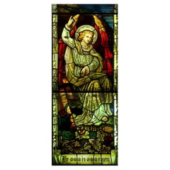 Antique Stained Glass Window Depicting An Angel