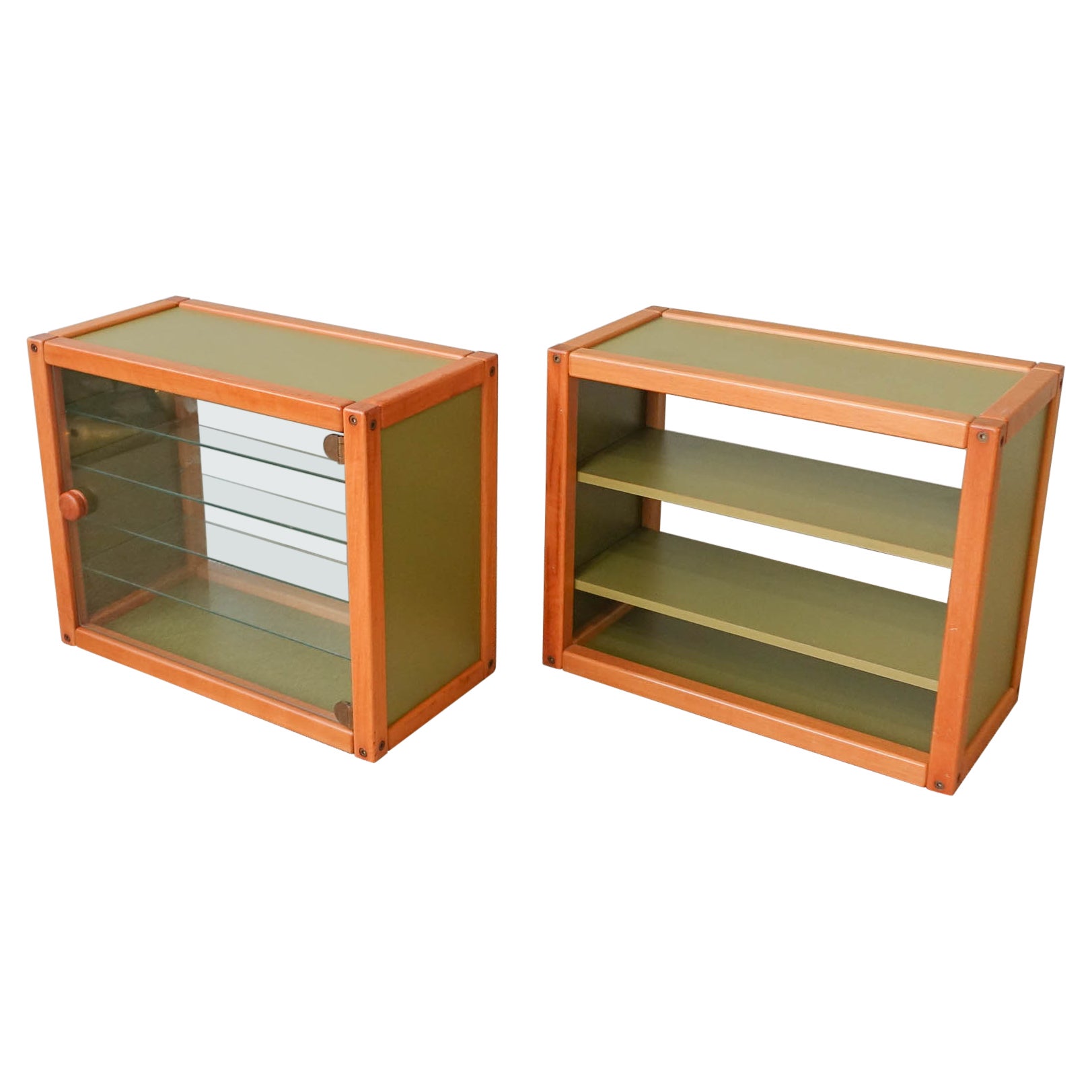 Pair of Vintage Profilsystem Collection Glass Storage Units by Elmar Flötotto