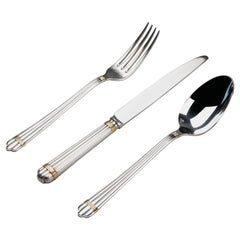 36-Piece set of Modern Silver-plate Flatware by Christofle Model Aria