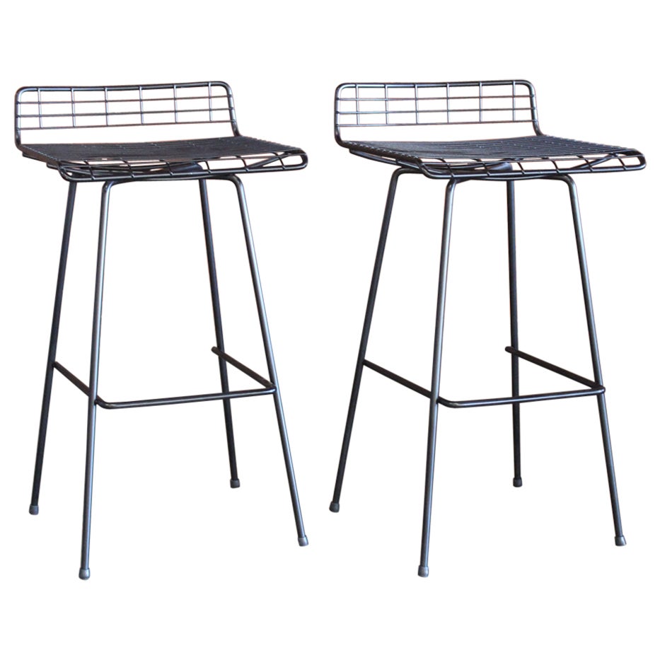 Pair of Iron Bar Stools by John Keal for Pacific Iron, 1950s