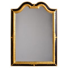 Vintage Mid Century Black and Gilt Frame Mirror 