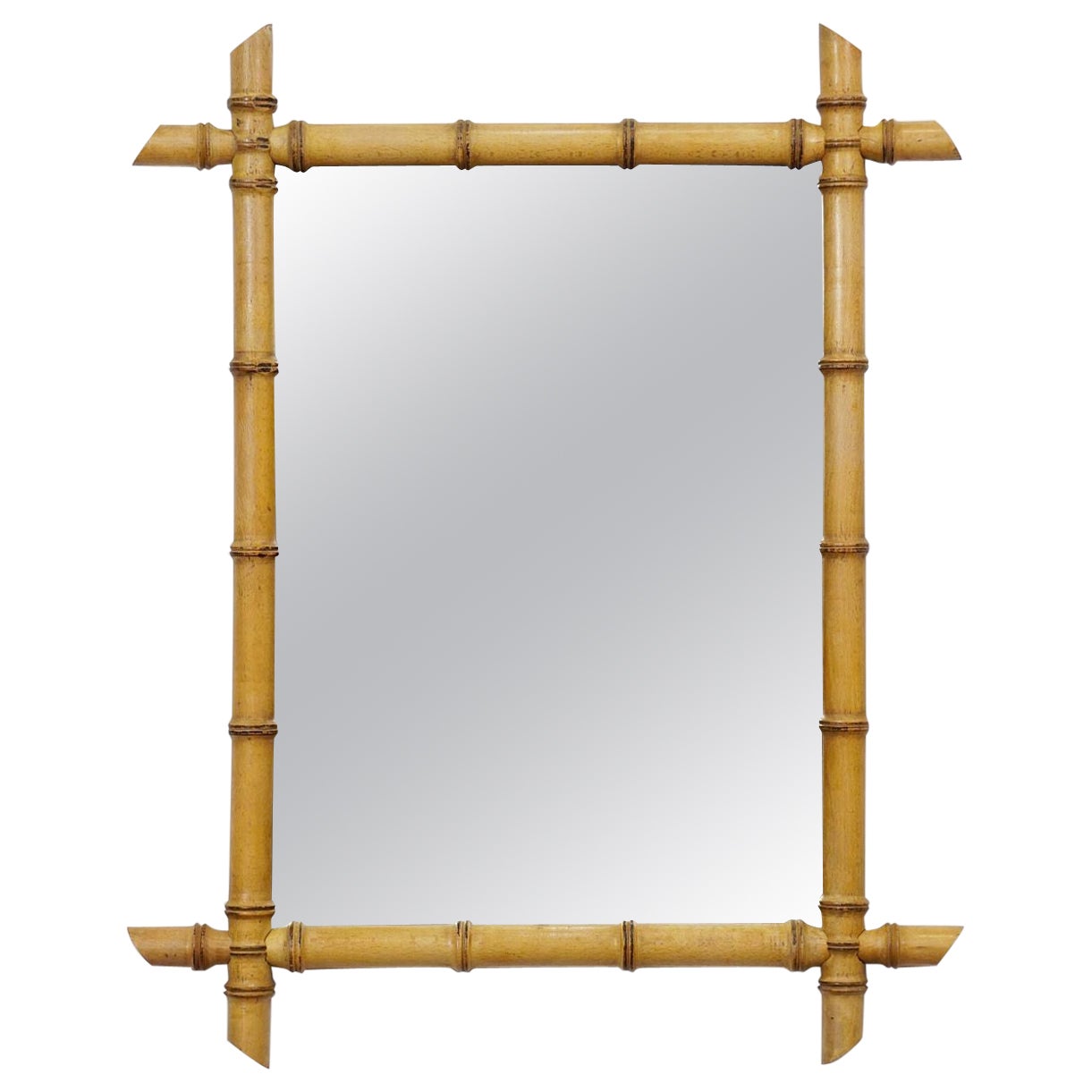 French Rectangular Mirror of Faux Bamboo (H 28 1/4 x W 22 1/4) For Sale
