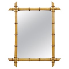 French Rectangular Mirror of Faux Bamboo (H 28 1/4 x W 22 1/4)