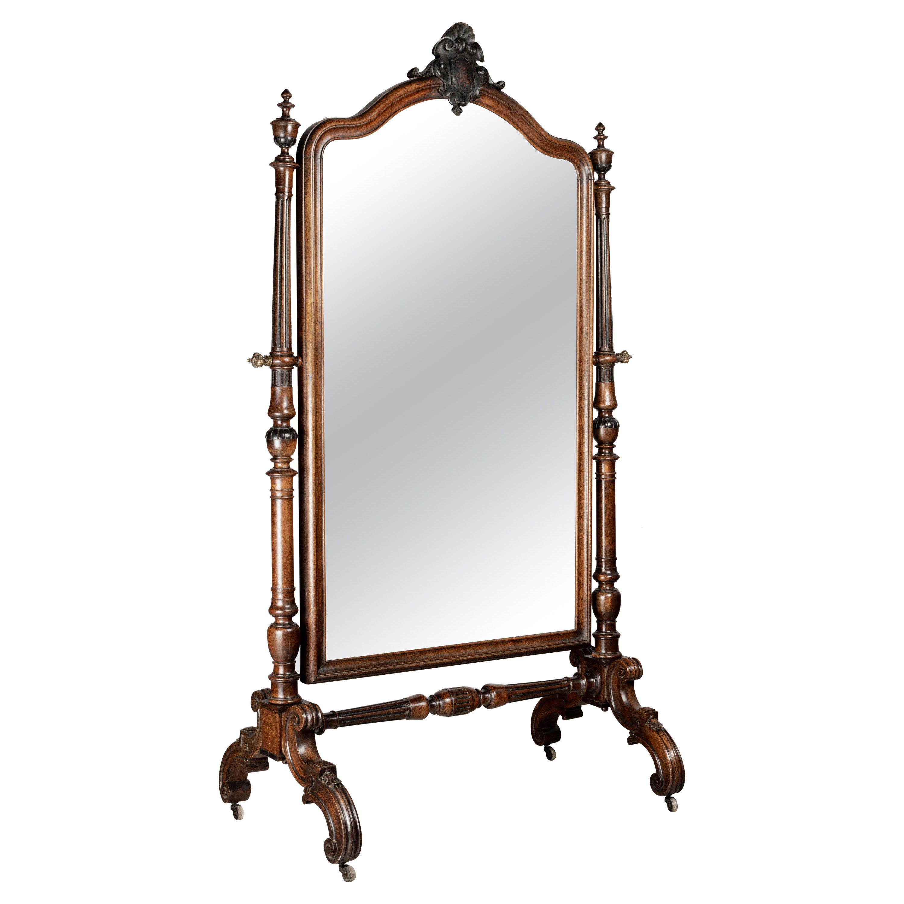 19th Century French Napoleon III Cheval Mirror For Sale