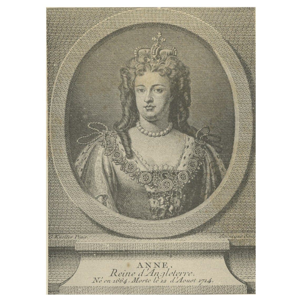 Antique Portrait of Queen Anne of England, Scotland and Ireland, 1890 For Sale