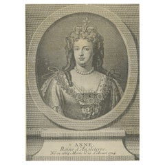 Antique Portrait of Queen Anne of England, Scotland and Ireland, 1890