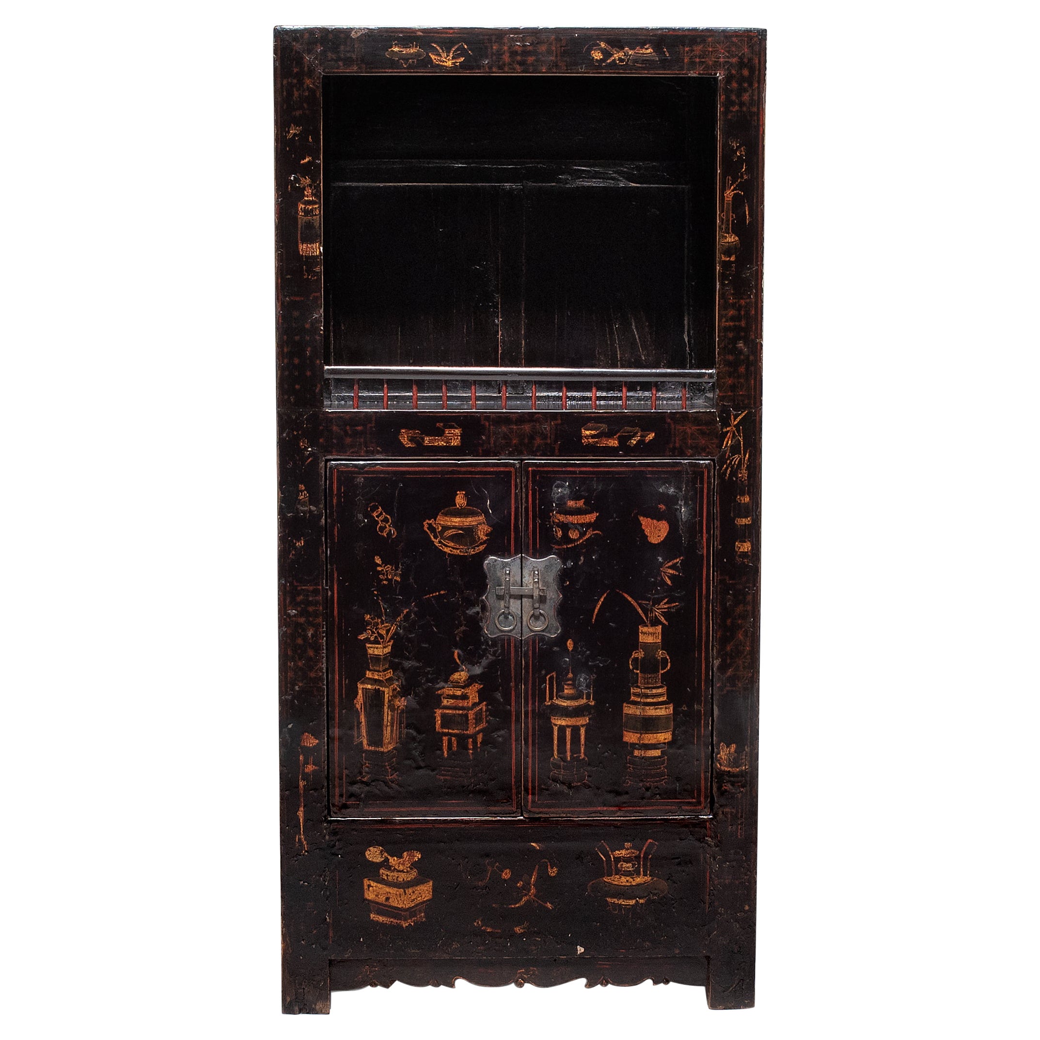 Chinese Painted Book Cabinet, c. 1850