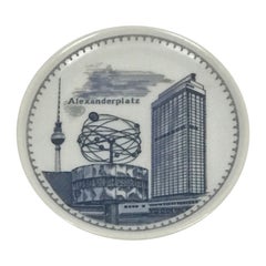 Communist Era Porcelain Demitasse Saucer Featuring Alexalanderplatz Berlin