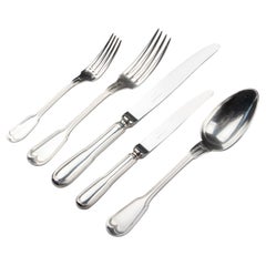 60-Piece Set of Silver Plated Flatware by Christofle Model Chinon