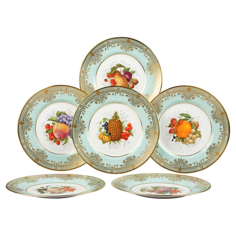 Set of 6 Porcelain Dinner Plates by Caverswall For Sale