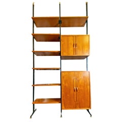 Italian Mid-Century Full Height Teak Bookcase with Cabinet and Shelves, 1960s