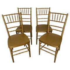 Set of 4 Gold Toned Faux Bamboo Side Dining Chairs
