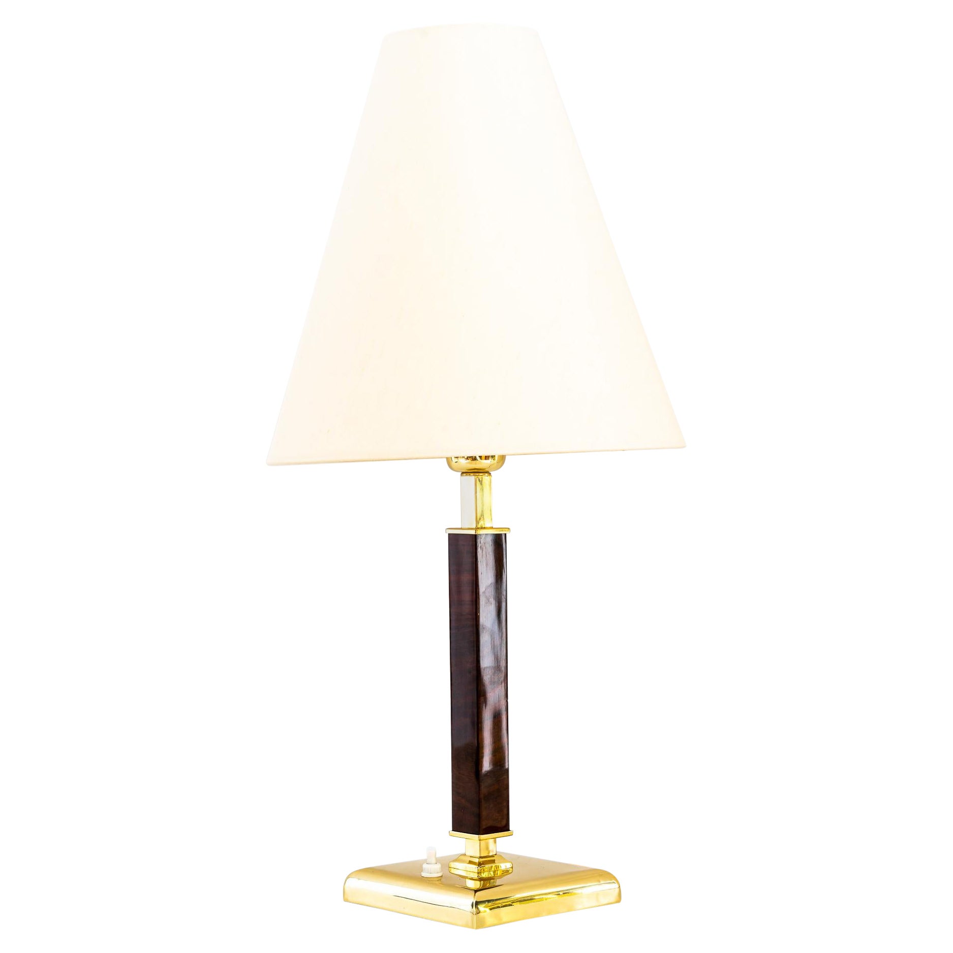 Art Deco table lamp with fabric shade vienna around 1930s For Sale