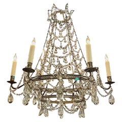 Vintage Italian Beaded Crystal Chandelier with Tear Drops