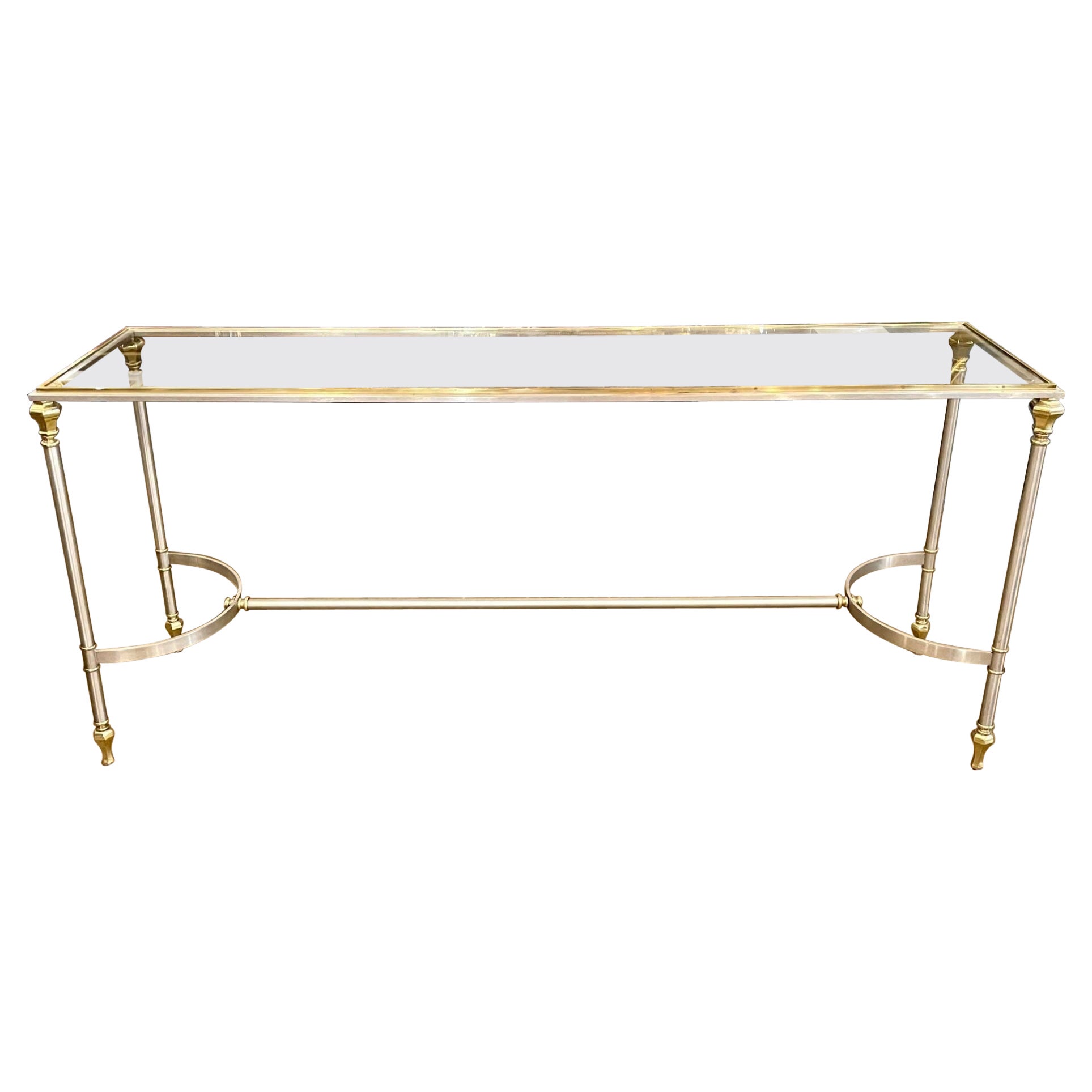 Mid Century Brass and Steel Console Table