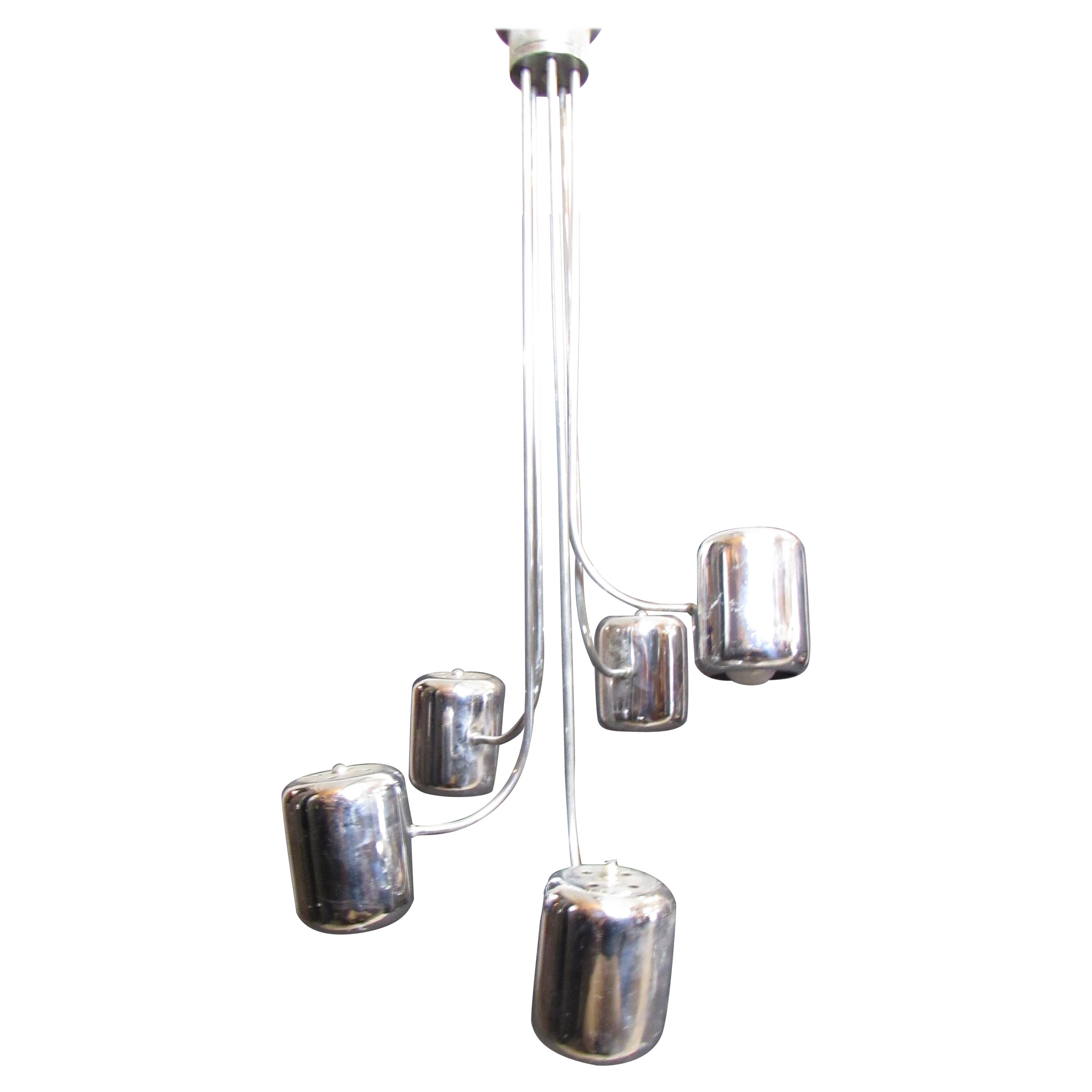 Mid-Century Hanging Chrome Metal Lamp For Sale
