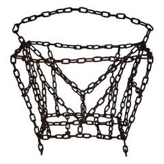 Vintage Magazine Rack Made of Iron Chains, French Work