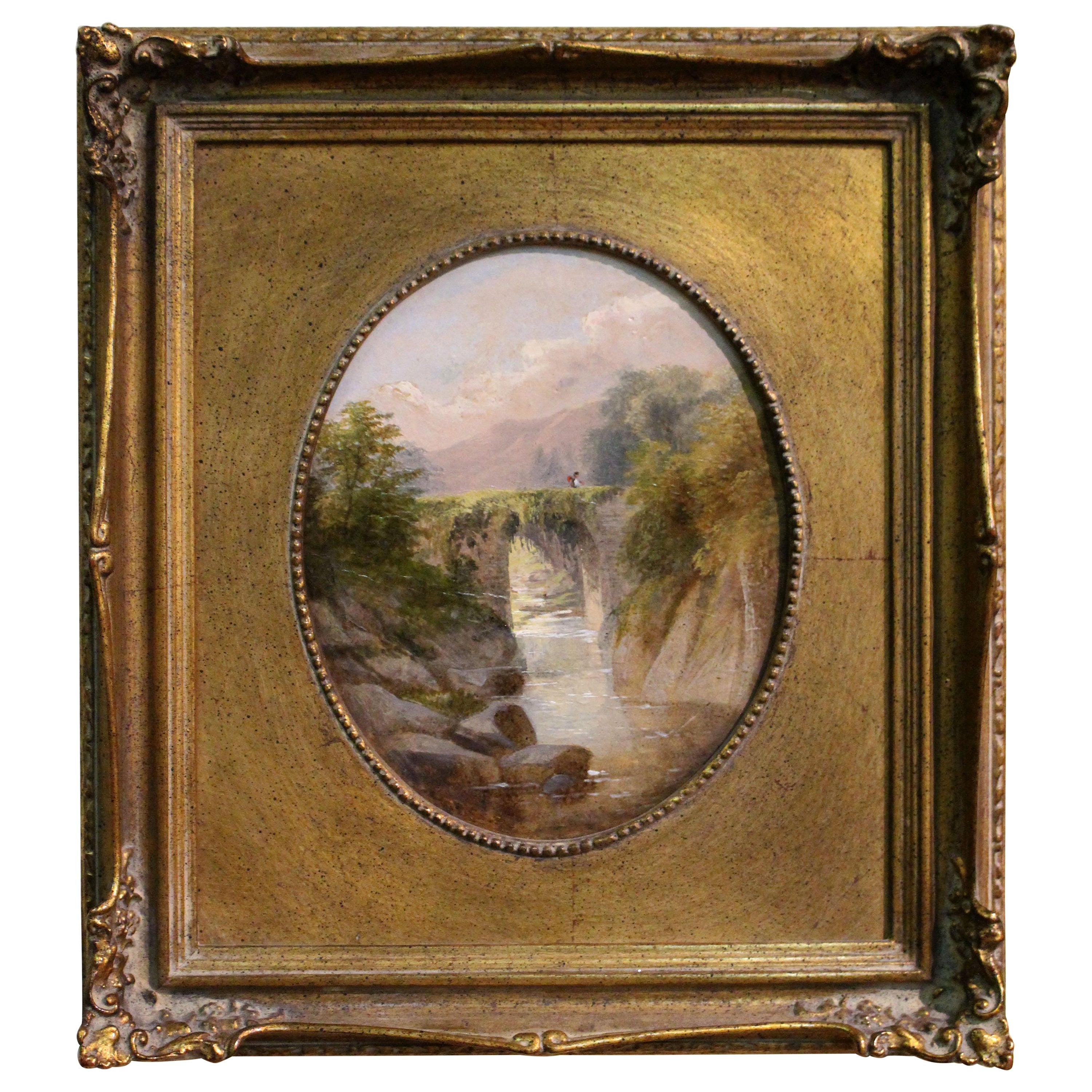 Oil on Artist's Board of Ponty Glen Wales by W.B. Henley For Sale