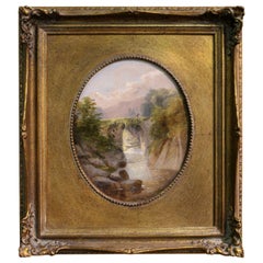 Antique Oil on Artist's Board of Ponty Glen Wales by W.B. Henley