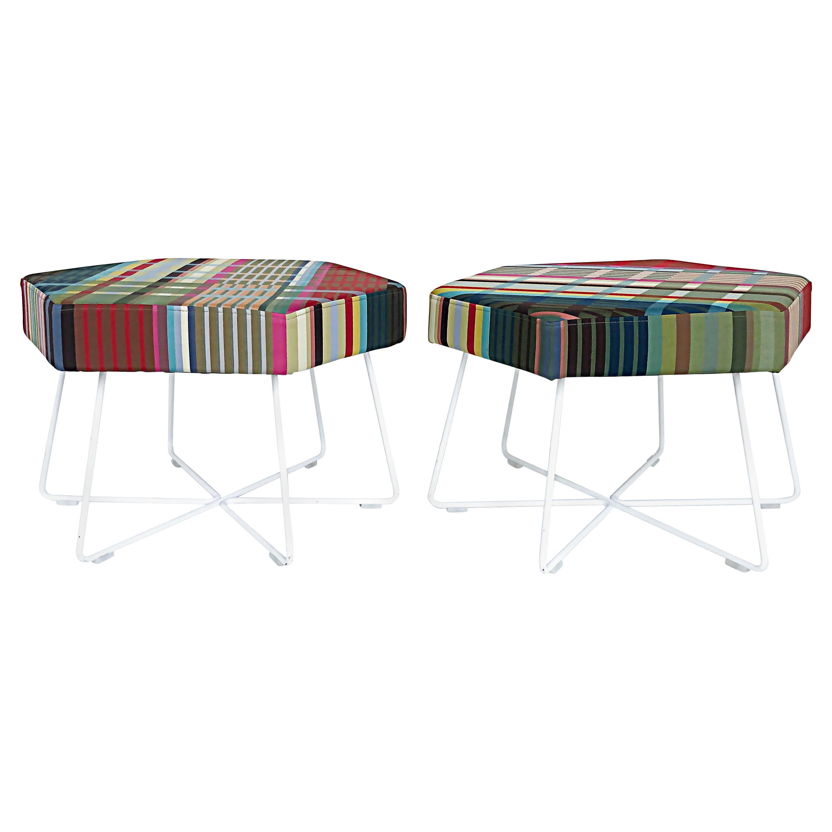 David Fox Alexander Herman Miller Pollen Stools, Girard Fabric