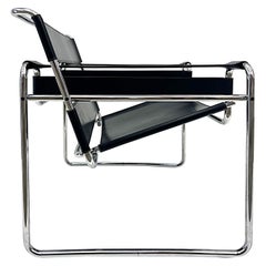 Vintage Marcel Breuer Knoll Wassily Chair in Black Leather, 1970s