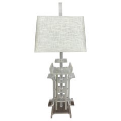 Large Charles Hollis Jones Lucite Table Lamp Japanese Inspired Design 