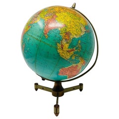 Mid Century Reploge World Globe Fiberglass Lamp 1950s